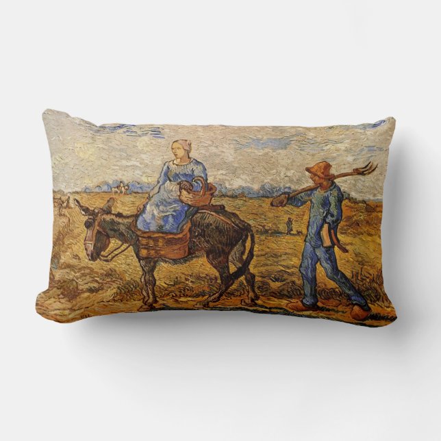 God morgon, bönder och par som ska arbeta lumbarkudde (Framsida)