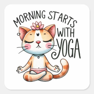 "God morgon börjar med Yoga" Lovers Fyrkantigt Klistermärke