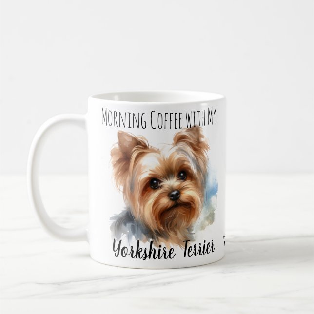 God morgon Coffee med Yorkshire Terrier Cute Mugg (Vänster)