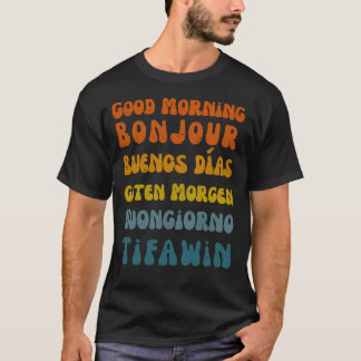 God Morgon, Den Retro Flerspråkiga Tröjan T Shirt