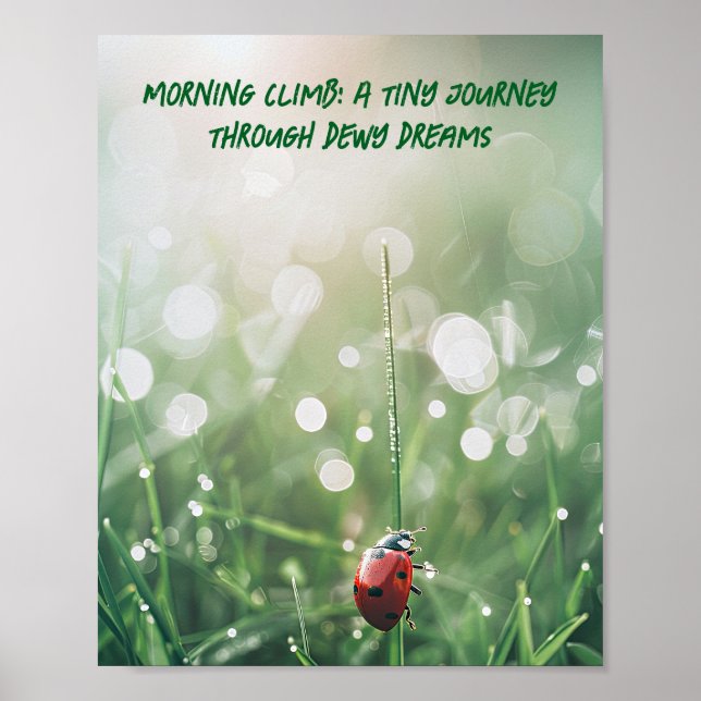 God morgon Dew Ladybug: Nature's Tiny Wanderer Poster (Framsidan)
