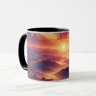 God morgon, drick med en soluppgång. mugg