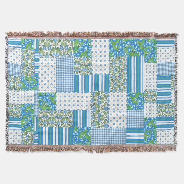 God morgon Faux Patchwork Throw Blanket Mysfilt (Framsidan)