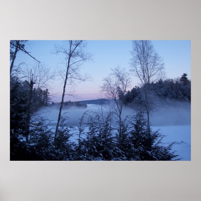 God morgon Fog över Sjö Poster (Framsidan)