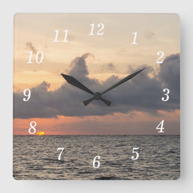 God morgon Folly Beach Wall Clock Fyrkantig Klocka (Framsida)