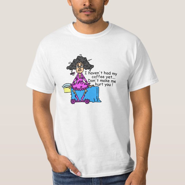 God morgon före kaffet Humor T Shirt (Framsida)