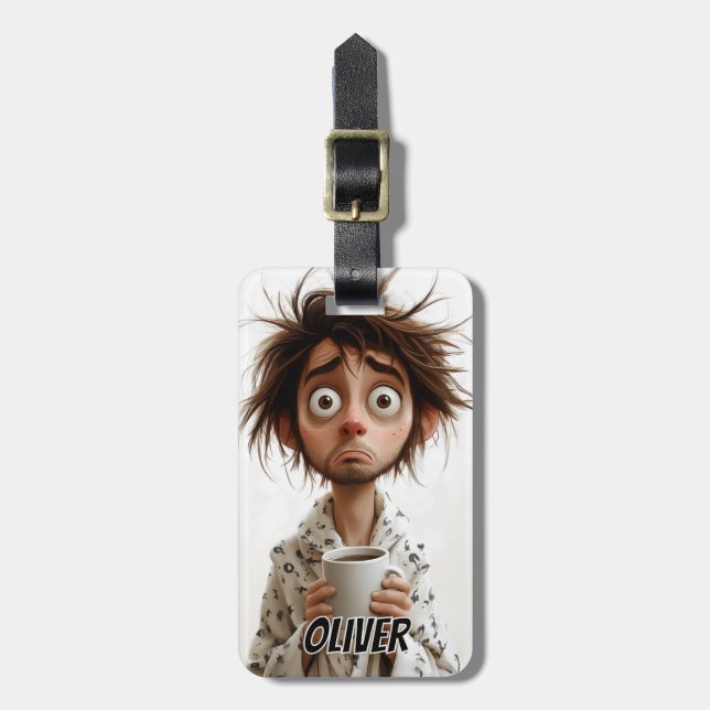 God morgon Galenhet: Kaffe först, frågor senare Bagagebricka (Vertikal Framsida)