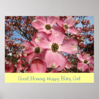 God morgon Glad babyflicka konsttryck Dogwoods Poster