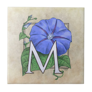 God morgon Glories Flower Blommigt Monogram Kakelplatta