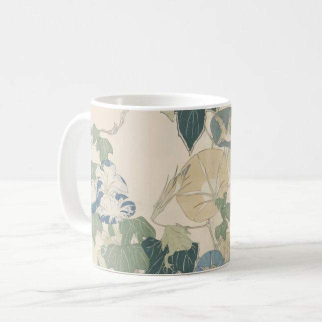 God morgon Glories in Flowers and Buds av Hokusai Kaffemugg (Framsida vänster)