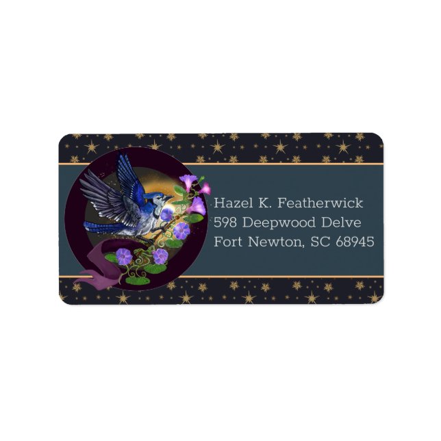 God morgon Glory BlueJay Adressetikett (Framsidan)