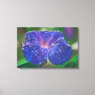 God morgon Glory (Ipomoea Purpurea) Petals och Dew Canvastryck