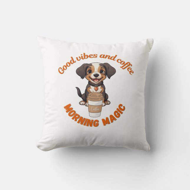 God morgon, god vibes och kaffe - digital Hund Kudde (Framsida)