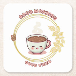 God morgon Good Vibes Coaster Underlägg Papper Kvadrat