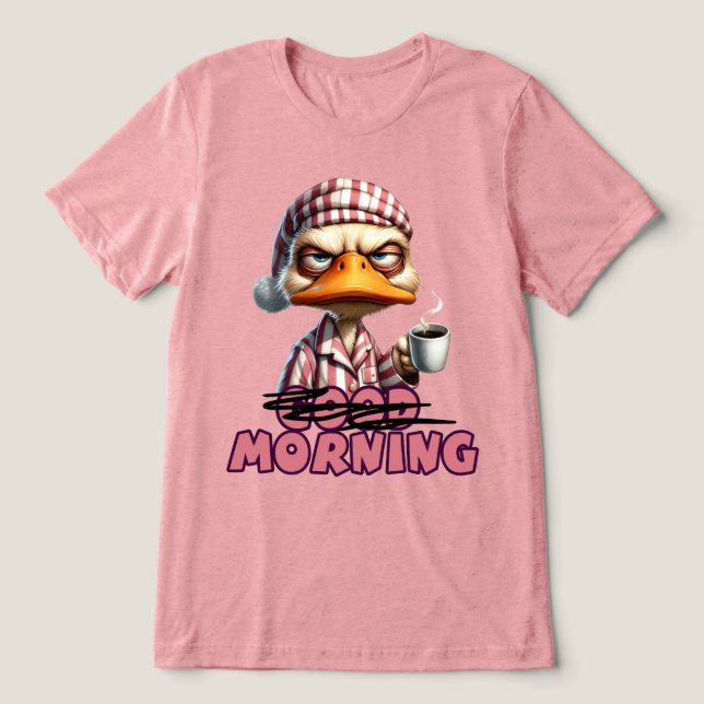 God Morgon Grinig Anka Med Kaffe Och Pyjamas T Shirt (Design Framsida)