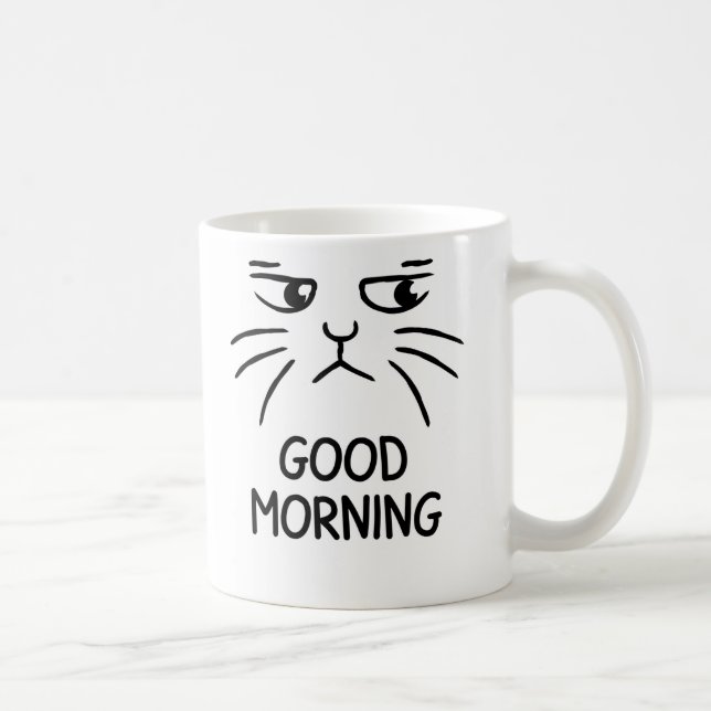God Morgon – Grumpy Cat Face Kaffe Mugg (Höger)