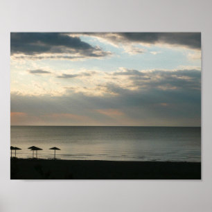 God morgon himlar över stranden i Grekland Scenery Poster