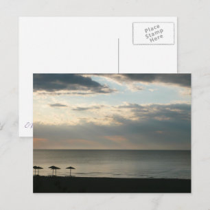God morgon himlar över stranden i Grekland Scenery Vykort