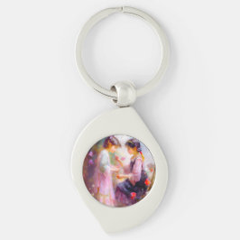 God morgon i en Garden Swirl Silverfärgad Nyckelring