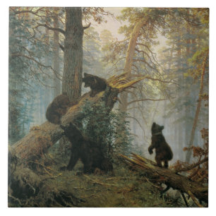 God morgon i en Gräs-skog (Bears i Skogen) Kakelplatta