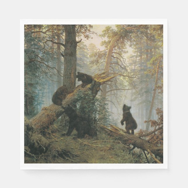 God morgon i en Gräs-skog (Bears i Skogen) Pappersservett (Framsidan)