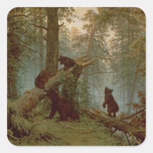 God morgon i Gräs, 1889 Fyrkantigt Klistermärke