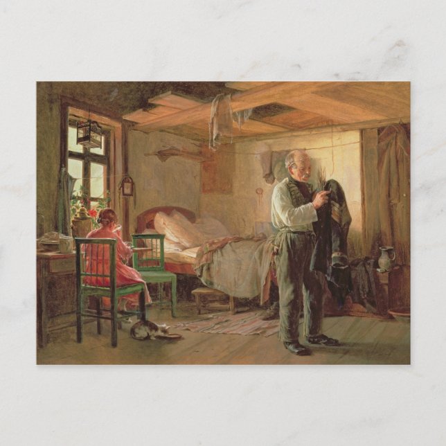 God morgon i Porters Lodge, 1874 Vykort (Framsida)