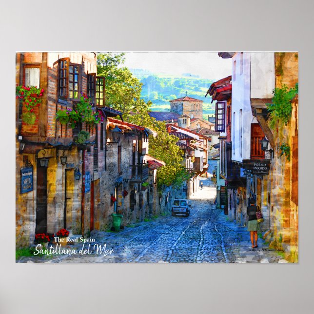 God morgon i Santillana del Mar - Real Spanien Poster (Framsidan)