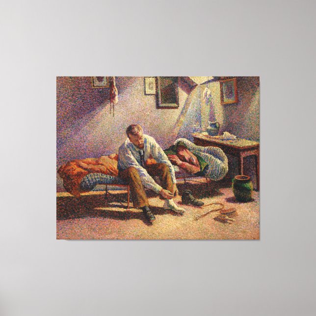 God morgon, Insida av Maximilien Luce 1890 Canvastryck (Framsida)