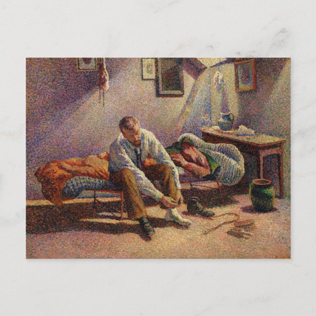 God morgon, Insida av Maximilien Luce 1890 Vykort (Framsida)