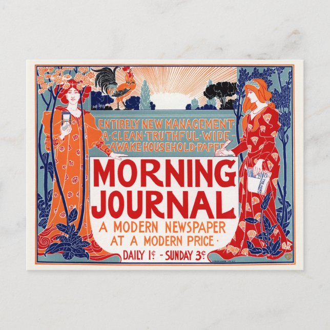 God morgon Journal - Louis Rhead Vykort (Framsida)