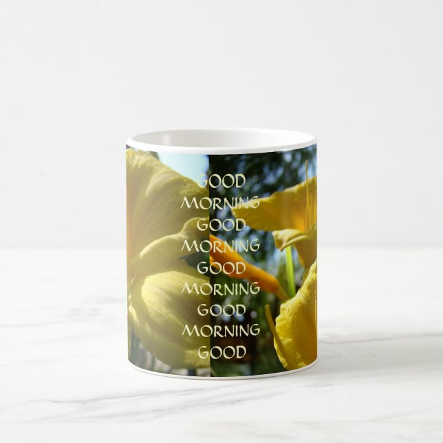 God Morgon Kaffe Kopp Mugg Lilja Blommor (Center)