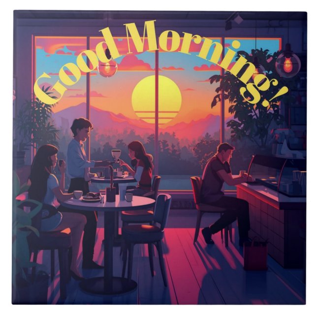 God Morgon Kaffehus Kakelplatta (Framsidan)