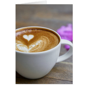 God morgon Kopp latte med hjärtformat skum Hälsningskort