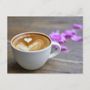 God morgon Kopp latte med hjärtformat skum Vykort
