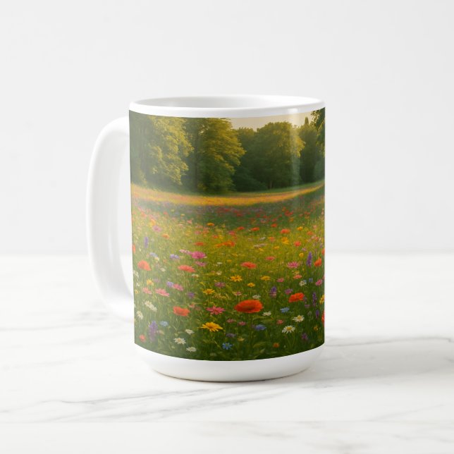 God morgon Meadow: Symphony av Wildblommor Kaffemugg (Framsida vänster)