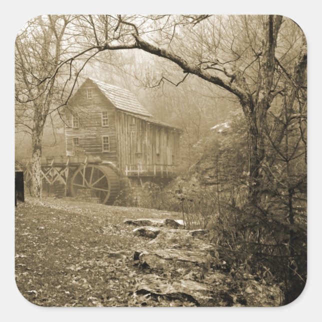 God morgon Mist Fyrkantigt Klistermärke (Framsida)