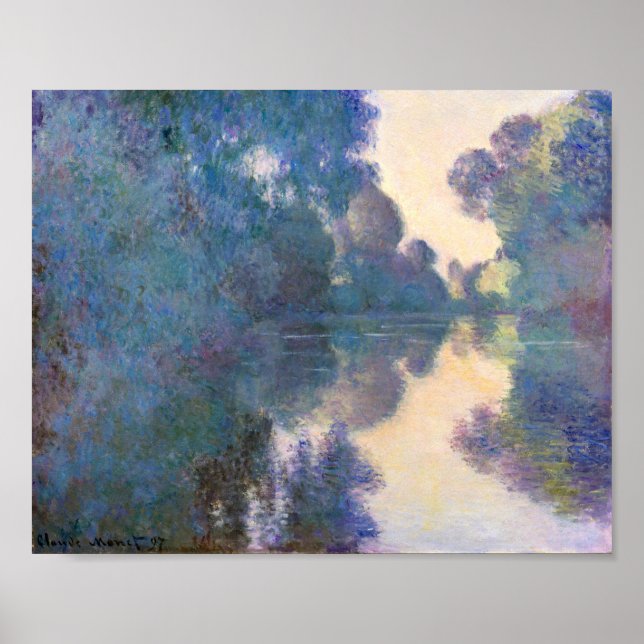 God morgon på Seine nära Giverny av Claude Monet Poster (Framsidan)