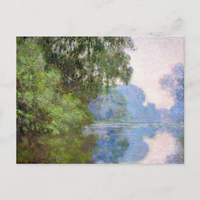 God morgon på Seine nära Giverny Claude Monet Vykort (Framsida)