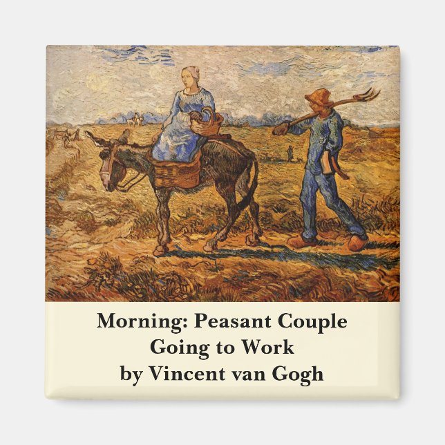 God morgon, Peasant Couple av Vincent van Gogh Magnet (Framsidan)