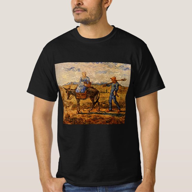 God morgon, Peasant Couple av Vincent van Gogh T Shirt (Framsida)