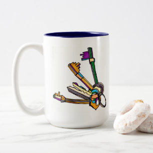 God morgon Person China Mugg - Kaffe, Nycklar, Mob