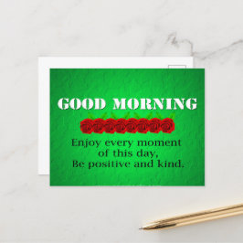 God morgon Röda blommor Positivitet Citat Vykort