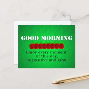God morgon Röda blommor Positivitet Citat Vykort