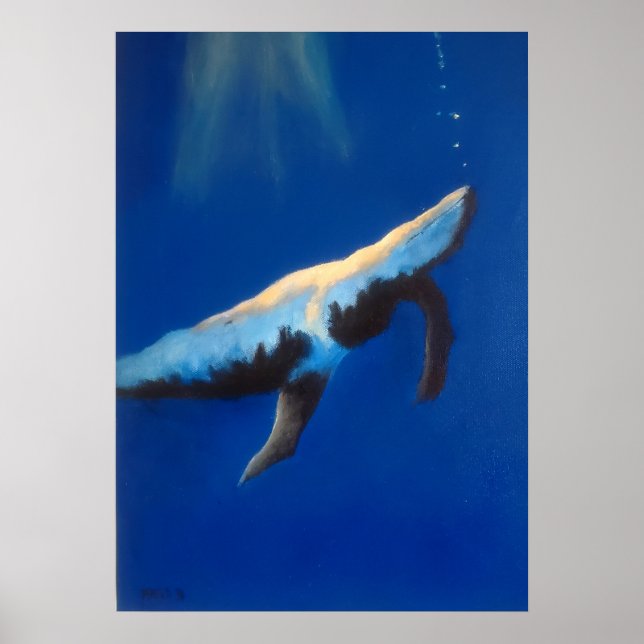 God morgon Sång Humpback Whale Underwater Poster (Framsidan)