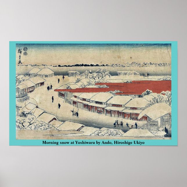 God morgon snö vid Yoshiwara av Ando, Hiroshige Uk Poster (Framsidan)
