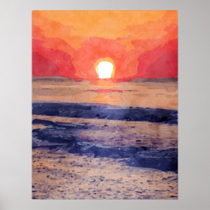 God morgon Sol över Atlanten Poster