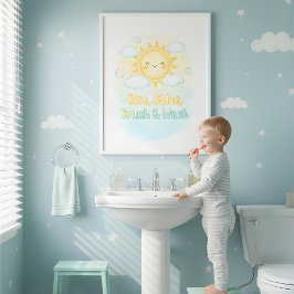 God Morgon Solsken Barn Badrum Väggkonst