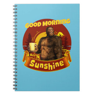 God Morgon Solsken Bigfoot Kaffe Humor Konst Anteckningsbok