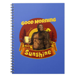 God Morgon Solsken Bigfoot Kaffe Humor Konst Anteckningsbok